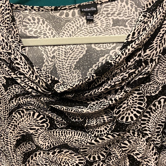 Vintage Black & White Cowl Front Top long sleeves silky feel Lg by Rafaela - Picture 2 of 5